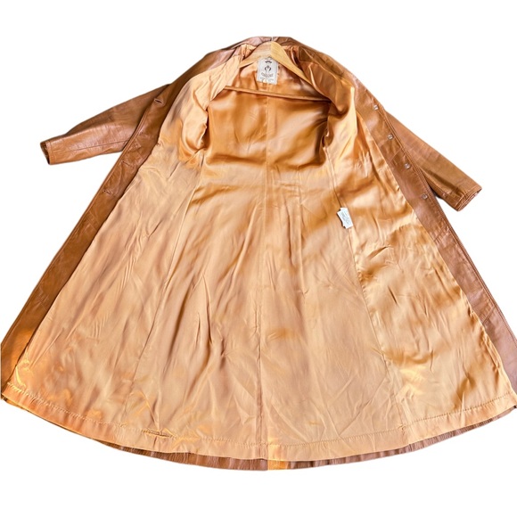 Vintage 1970s Gassy Jack by Gabriel Levy Caramel Leather Trench Coat - Picture 10 of 10